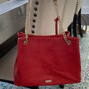 Red Carlos Santana Gold Chain Tassel Shoulder Tote Bag Purse Matching Coin Purse